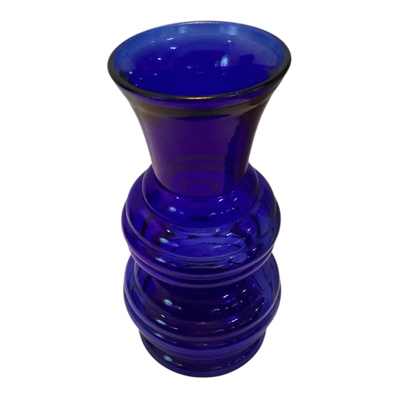 Vintage Indiana Glass Cobalt Blue Double Beehive Vase Ribbed Art Glass - Picture 3 of 4